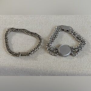 Silver Chain Bracelet Duo - Polished Metal Links